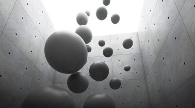 Fotobehang Vallende betonnen ballen