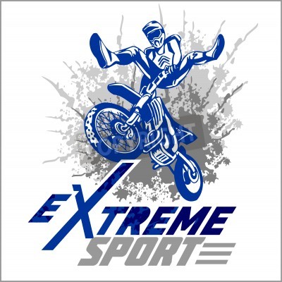 Fotobehang Vector Extreme sport - motorcross en embleem.