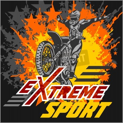 Fotobehang Vector eXtreme sport - motorcross en embleem.