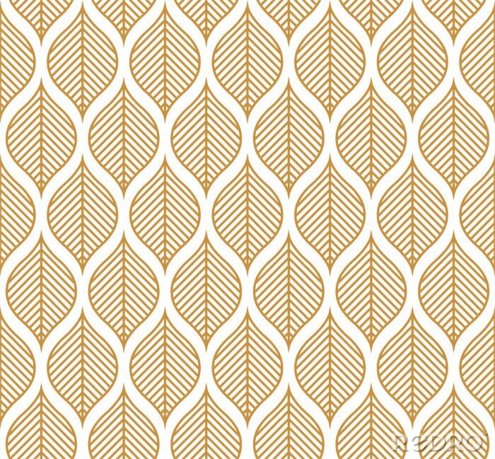 Fotobehang Vector geometrische blad naadloze patroon. Abstracte bladerentextuur.