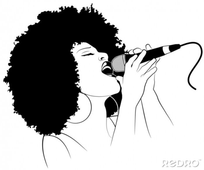 Fotobehang Vector illustratie van een jazz-zangeres