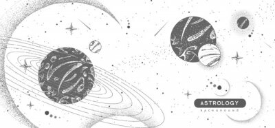 Fotobehang Vector illustration of astrology background. Outer space and planets