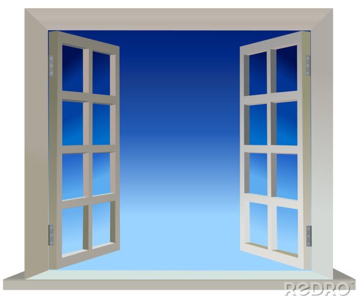 Fotobehang Vector versie van opende twee delen venster