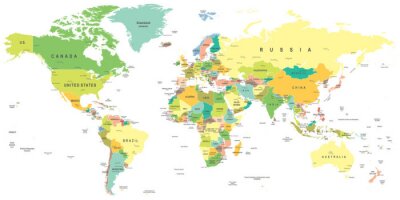Fotobehang Vectorillustratie van wereldkaart