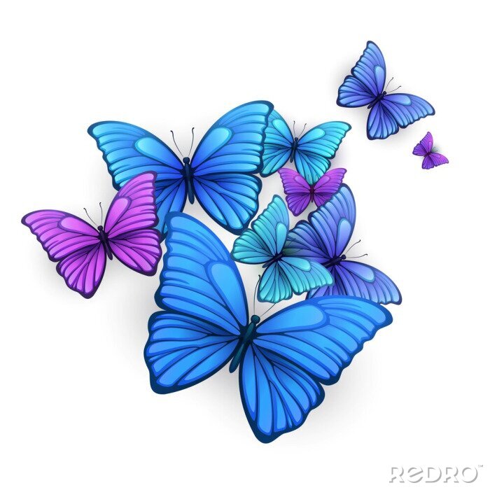 Fotobehang Veelkleurige 3D vlinders