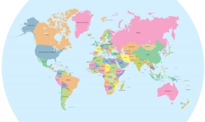 Veelkleurige wereldkaart