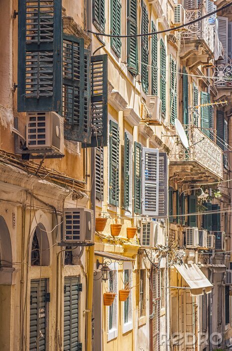 Fotobehang Venetiaanse gebouwen Corfu stad