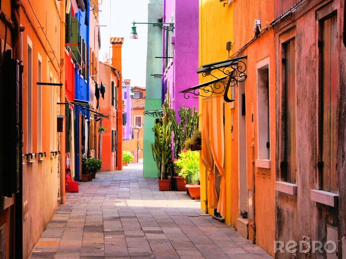 Fotobehang Venetiaanse straat in vele kleuren