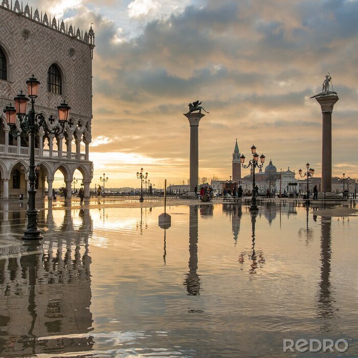 Fotobehang Venetië 3D in de regen
