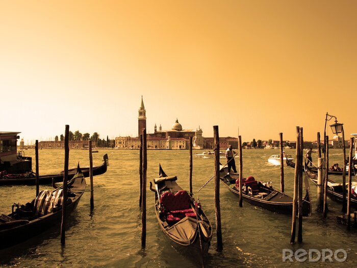 Fotobehang Venetië in sepiatinten
