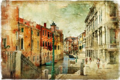 Fotobehang Venetië op een retro ansichtkaart