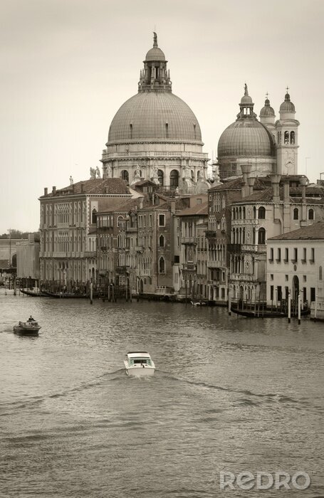 Fotobehang Venetië: Santa Maria della Salute kerk langs het Canal Grande