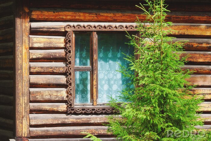 Fotobehang Venster Fairyhouse in hout