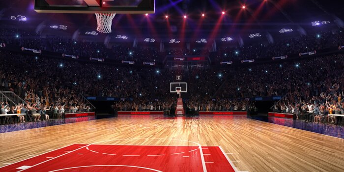 Fotobehang Verlicht basketbalveld