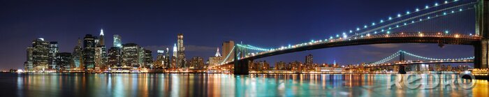 Fotobehang Verlicht panorama van een brug
