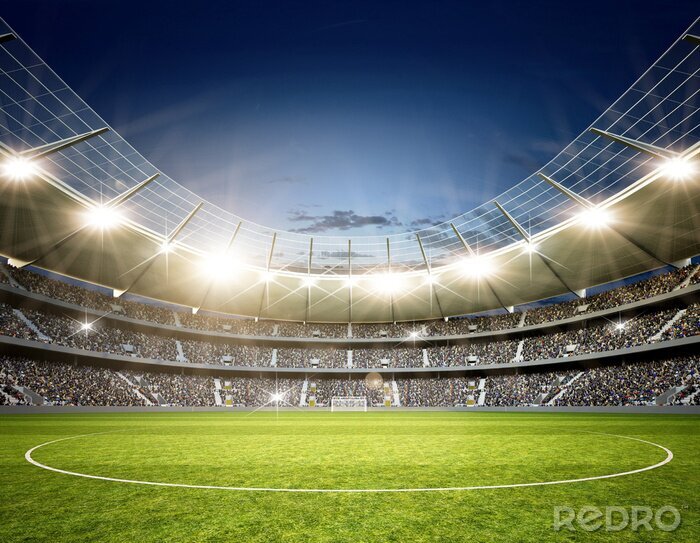 Fotobehang verlicht stadion voor de wedstrijd