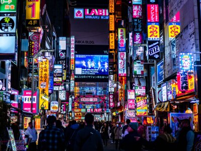Fotobehang Verlicht Tokio bij nacht