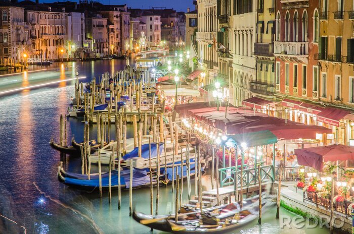 Fotobehang Verlichte haven in Venetië
