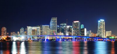 Fotobehang Verlichte nacht in Miami