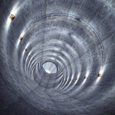 Fotobehang Verlichte ronde tunnel