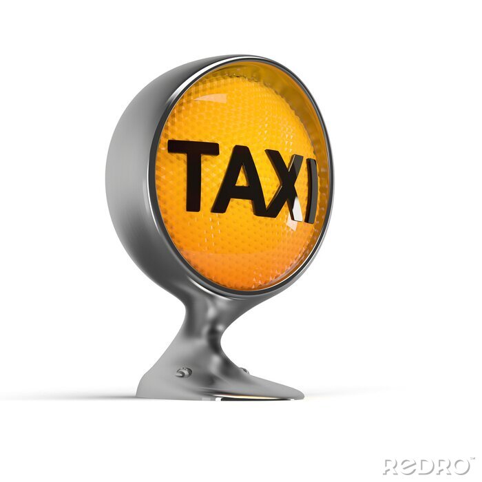 Fotobehang verlichte taxi teken op een vintage koplamp