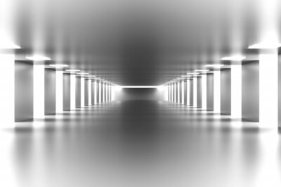 Fotobehang Verlichte witte tunnel