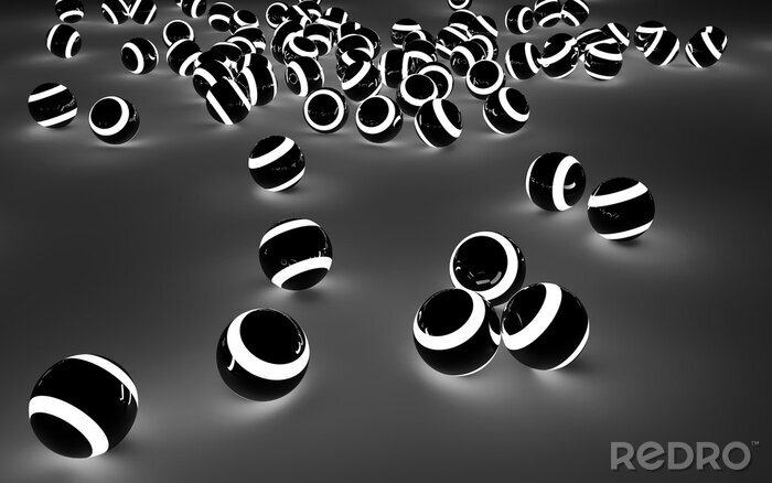 Fotobehang Verlichte zwarte ballen met strepen