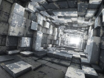 Fotobehang Verlichting in geometrische tunnel