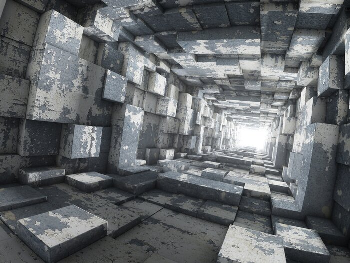 Fotobehang Verlichting in geometrische tunnel