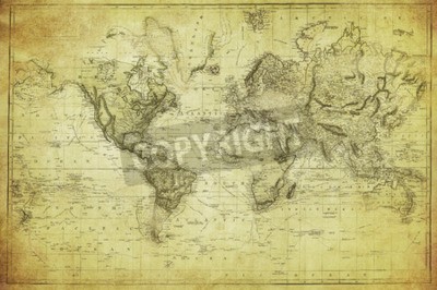 Fotobehang Verouderde vintage wereldkaart