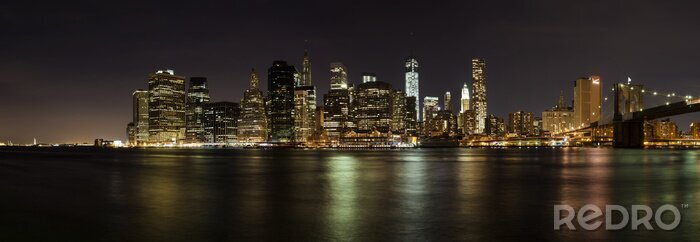 Fotobehang Verre skyline van New York bij nacht