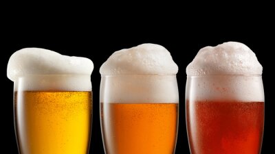 Fotobehang Verschillende kleuren bier met schuim