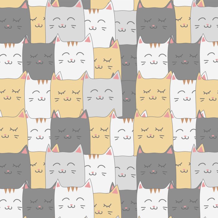 Fotobehang Verschillende kleuren katten