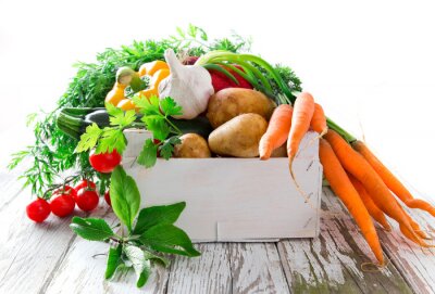 Fotobehang Verse groenten in een doos