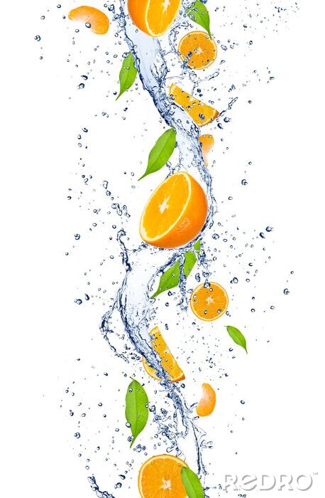 Fotobehang Verse sinaasappels op de witte achtergrond