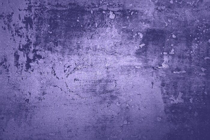 Fotobehang Very peri toned colour grunge decorative navy dark wall background. Art rough stylized texture banner trendy color 2022. Grunge very peri color texture