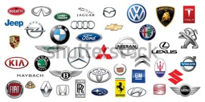 Fotobehang Verzameling logo&#39;s van verschillende automerken