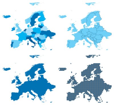 Fotobehang Vier kaarten met Europa