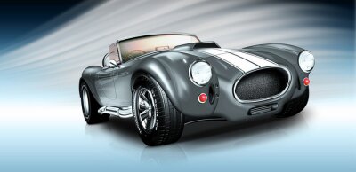 Fotobehang Vintage auto's, sportwagens met zwarte achtergrond