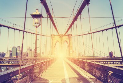 Vintage gestileerde foto van Brooklyn Bridge, NY.