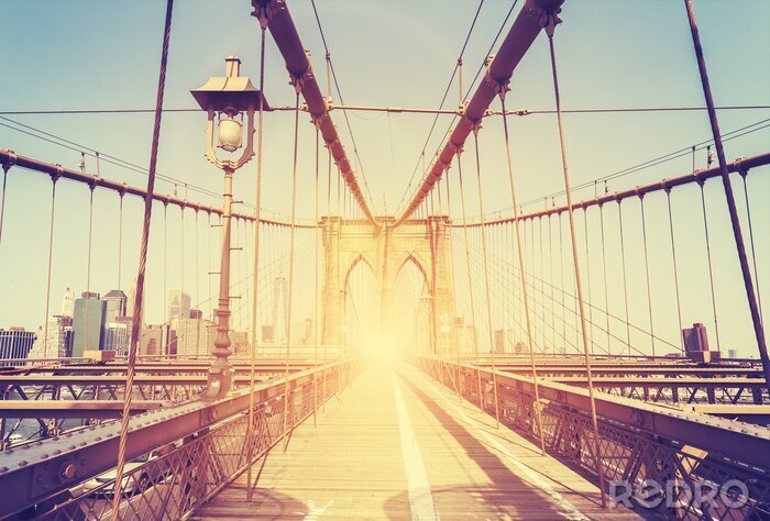 Fotobehang Vintage gestileerde foto van Brooklyn Bridge, NY.