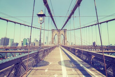 Vintage gestileerde foto van de Brooklyn Bridge, NYC.