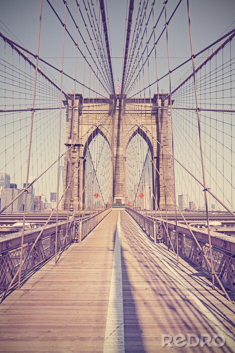 Fotobehang Vintage getinte foto van Brooklyn Bridge, New York, USA.