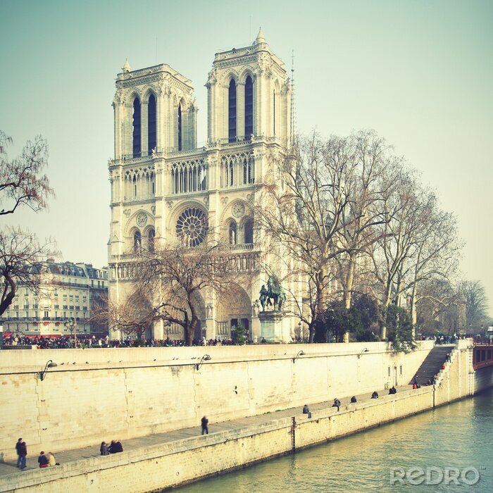 Fotobehang Vintage Notre Dame kathedraal