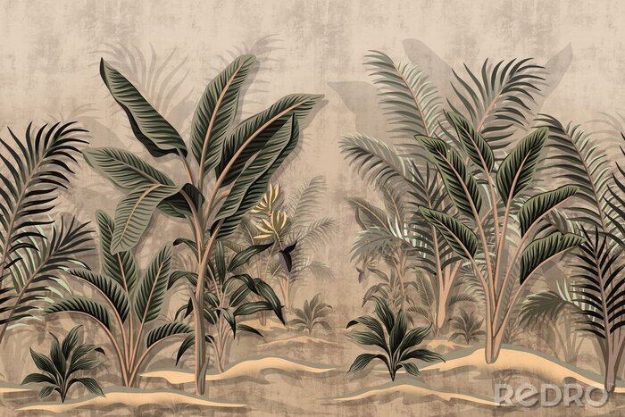 Fotobehang Vintage palmbomen