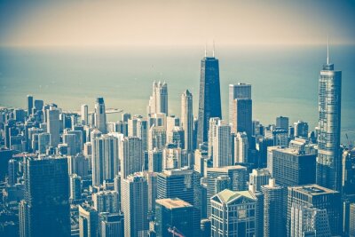 Fotobehang Vintage panorama van Chicago
