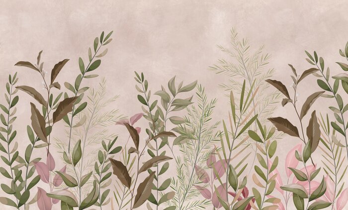 Fotobehang Vintage plantenillustratie