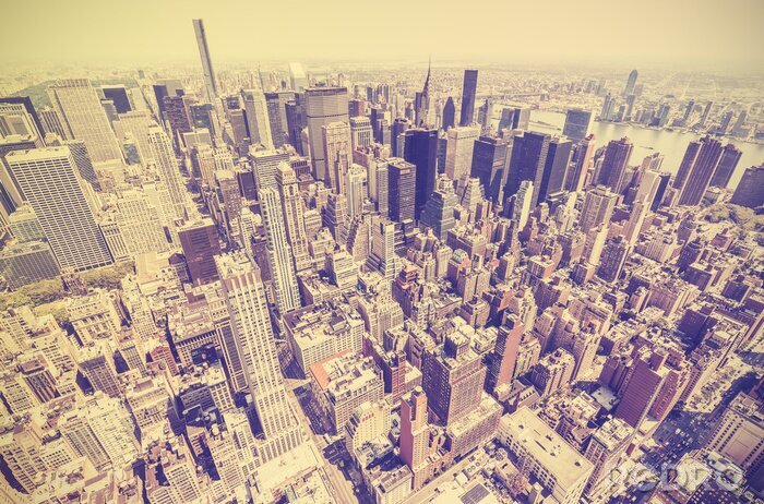 Fotobehang Vintage retro afgezwakt uitzicht op Manhattan, New York.