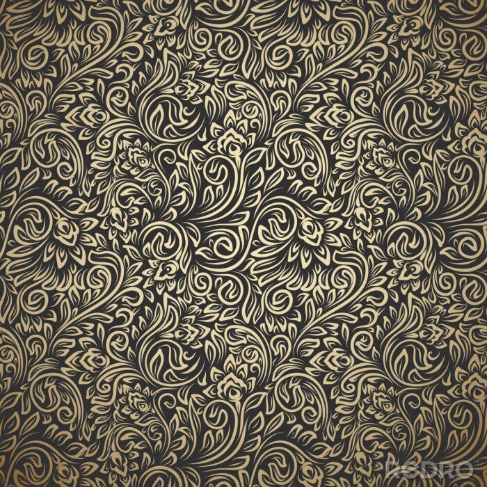 Fotobehang Vintage seamless pattern with curls