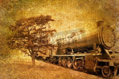 Fotobehang Vintage stijl aquarel trein